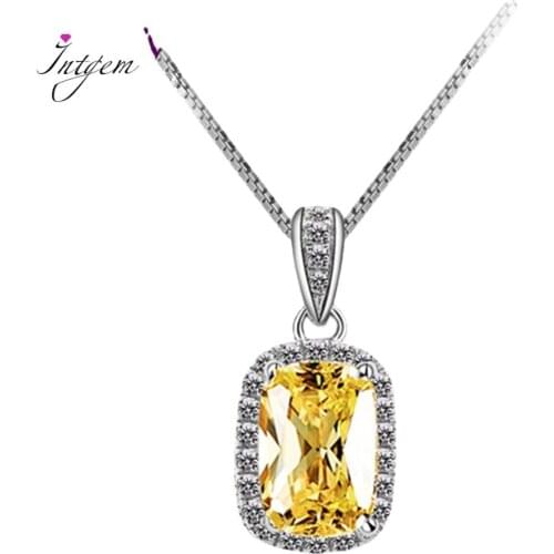 Square AAA Zircon Pendant Necklace Emerald Green Pink Saphhire Blue Purple Charms Pendant Necklace Fine Jeweley Gifts Wholesale