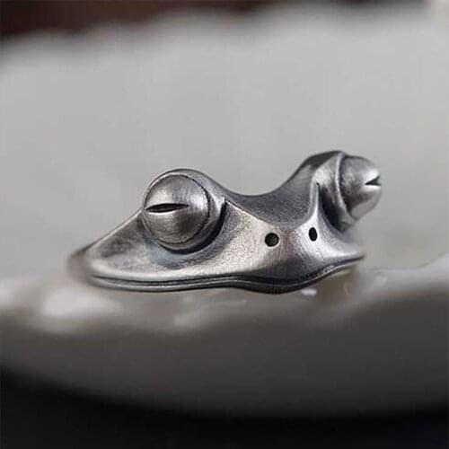 Unisex Womens Statement Ring Silver Color Gift Bohemian Vintage Frog Ring Mens Art Design Vintage Open Adjustable Size 2021