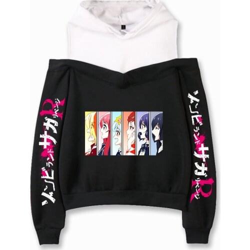 Zombie Land Saga Minamoto Sakura Fashion Four Seasons Sportswear Youthful Vitality Condole belt fleece Novelty Hoodie sweatshirt