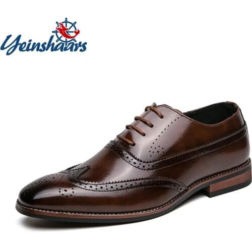 YEINSHAARS Mens Autumn New Large Size Shoes Fit Four Seasons Brock Shoes Men Business Dress Gentleman Shoes Breathable Oxfords