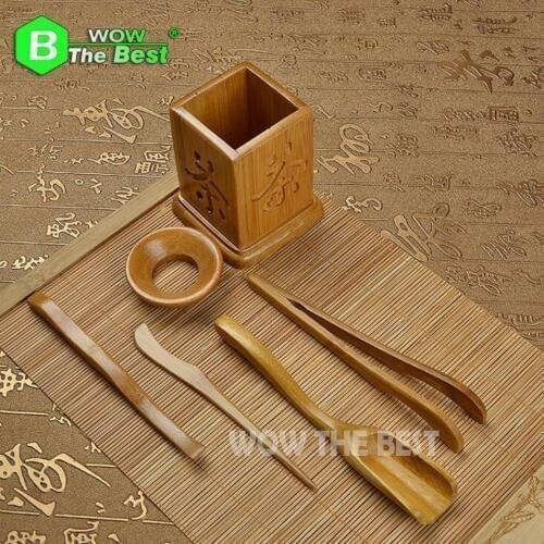 6pcs/set Natural Bamboo Tea set Ceremony Gentlemen Tea set Ceremony Accessories Tea Clip Teaspoon