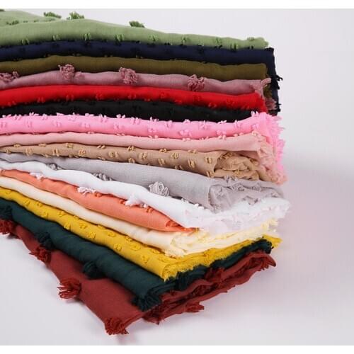 NEW dots Flocked bubble chiffon scarf hijabs for muslim women soild color breathable islamic headscarf arab head scarves