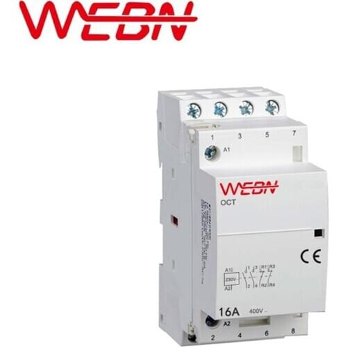 OCT-25 Series 4P 16A/25A Automatical AC Household Contactor 220V/230V 50/60Hz Contact Form 4NO/2NO+2NC/4NC Din Rail Contactor