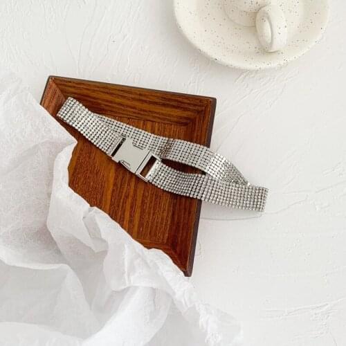 Origin Summer Korean Fashion Bling Bling Rhinestone Chokers Necklace for Women Minimalist Silver Gold Necklace Party Jewelry Hot