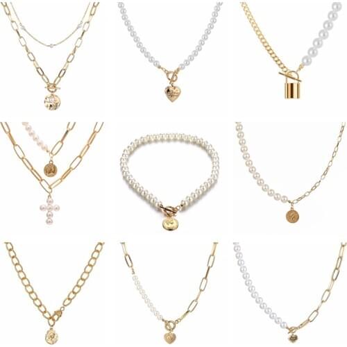 ZOVOLI Gold Color Heart Locket Pendant Necklace for Women Imitation Pearls Choker Necklaces Female 2020 Fashion Jewelry New