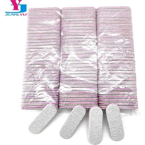 100 Pcs Professional Nail File 100/180 Grey Sandpaper Lime A Ongle 6*2cm Mini Nail Files Buffer Block For Manicure Nails Tools