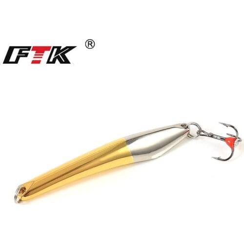 FTK Ice Fishing Lure 60mm/10g 70mm/20g 75mm/25g Metal Allumen Fishing Bait Spinner Bait Treble Hook Hard lures