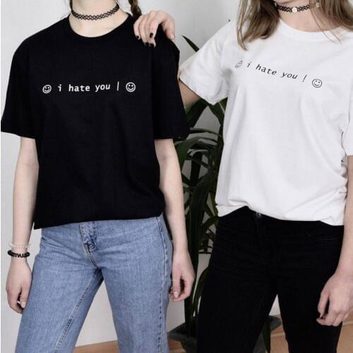 Skuggnas I Hate You Smiley Face T-shirt Tumblr Inspired Pastel Pale Grunge Aesthetic Tee grunge 90s fashion hispter Tee Tops