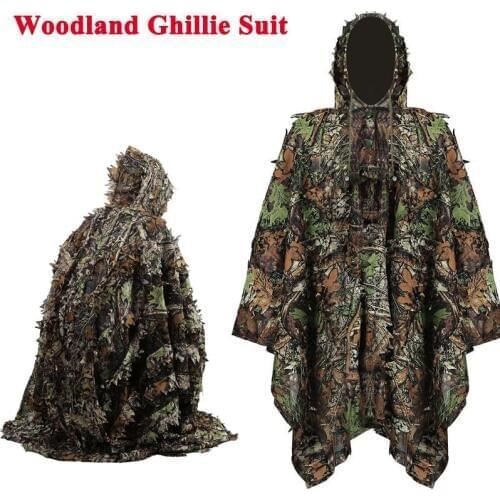 Sniper Jungle Tactical Ghillie Suit Camouflage Hunting Clothes Airsoft CS Games 3D Leaf Woodland Cloak Clothing