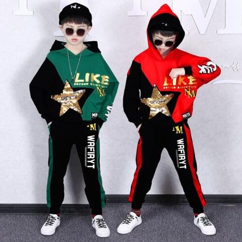 New Autumn Boys Clothes Sets Casual Children Outfits Kids Letters Patchwork Hoodies + Pants 2Pcs Tracksuit Baby Boy Clothing