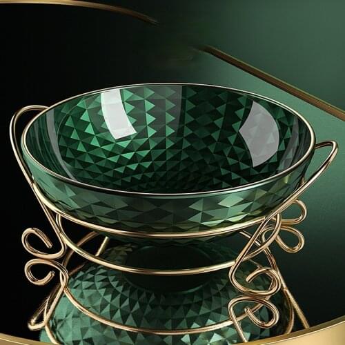 European Style Light Luxury Fruit Plate Creative Golden Iron Frame Coffee Table Snack Plate Home Office Living Room Fruit Plate