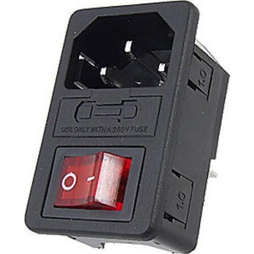 Inlet Male Power Socket with Fuse Switch 10A 250V 3 Pin IEC320 C14