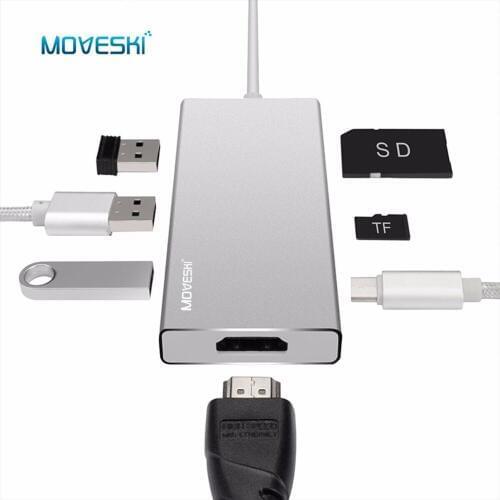 VT101 USB C Hub type C Hub 3.1 with USB Charging Port HDMI-compatible Port 2 USB 3.0 & 1 USB 2.0 Ports SD & MicroSD Card Reader