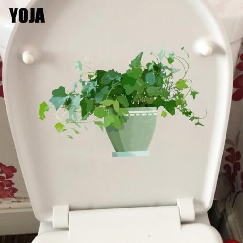 YOJA 23.6*15.3CM Hand-Painted Plant Pot Fresh Toilet Sticker Home Living Room Wall Decor T1-0947