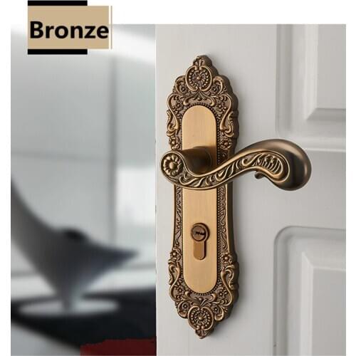 European vintage style yellow bronze bedroom kitchen ,bookroom wooden door indoor lock Zinc alloy handle lock