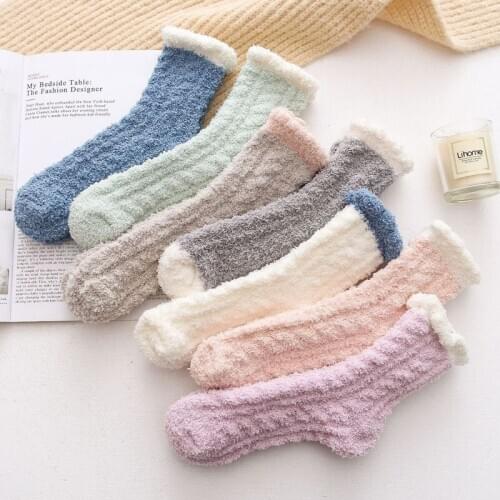 Ladies Women Socks Winter Warm Soft Fluffy Bed Socks Home Floor Slipper Coral Velvet Fleece Sock Winter Boots Thick Sox Woman