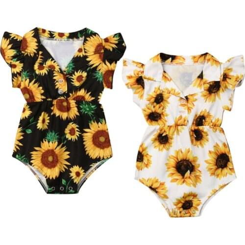 Bouqtique Girl Clothes 2019 Summer Newborn Kids Baby Girl Sunflower Sleeveless Bodysuit Jumpsuit Summer Outfits Sunsuit