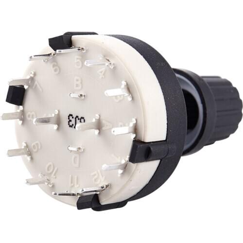 1 pcs black plastic 2 knife 6-band band rotary switch can be adjusted gear shaft length 2cm 4.4 * 2.6 * 2.6cm