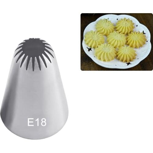 1PCS E18 # Cupcake Stainless Steel Icing Piping Nozzles Pastry Cream Tips Flower Torch Pastry Tube Decoration Tools