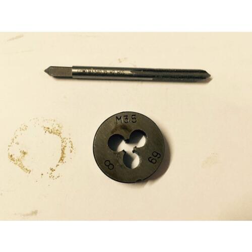 1pc HSS Machine M3.5 X 0.35 0.6mm Plug Tap and 1pc M3.5 X 0.35 0.6mm Die Threading Tool
