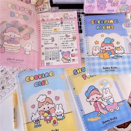 1pcs Lovely Girl Loose-leaf Notebook Notebook Shell Detachable Stationery Coil Classification Simple