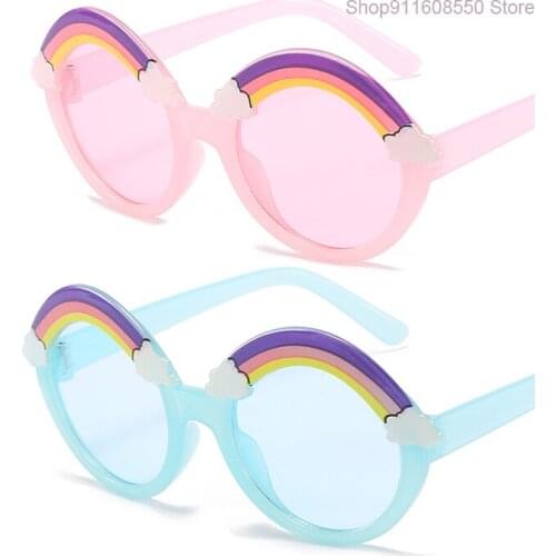 2021 UV400Children Round Sunglasses Kids Rainbow Sun Glasses Baby Shades Colorful Eyeglasses Boys Girls Purple Cute Eyewear