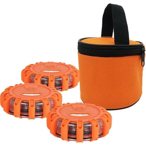 3pcs/Set Magnet Flashing Warning Red Lights Car Roadside Emergency Flares In Bag IP44 LED Road Flare LED Safety Flare Flashlight