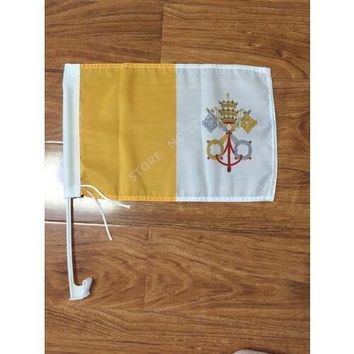 30x45CM Vatican window Car flag banner polyester Car decoration with flagpole Free Shipping