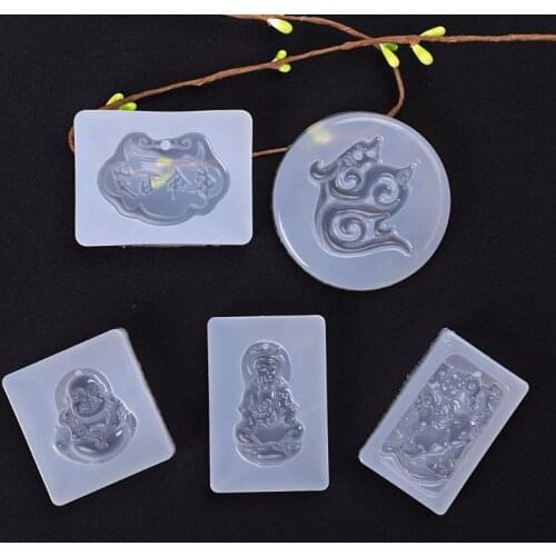 5Pcs Buddhism Jade Pendant Silicone Mold Kit Epoxy Resin Jewelry Making Tools