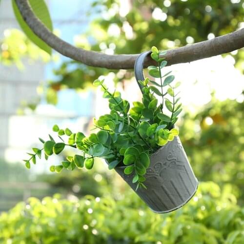 5pcs Tin Flower Barrels With Hooks Plant Pots Home Garden Fence Decoration Flower Flower Barrel Flower Pot Garden Supplies
