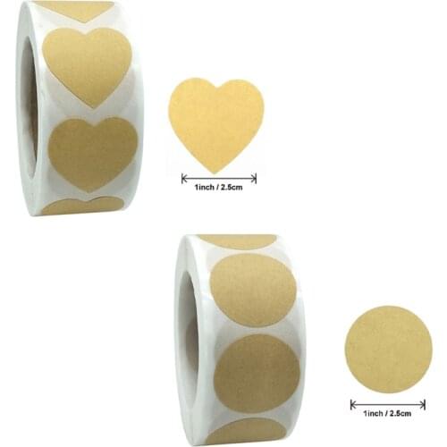 500pcs/roll Blank Heart & Round Craft Stickers Writable Seal Labels Scrapbooking for Cake Pastry Gift Package Stationery Sticker