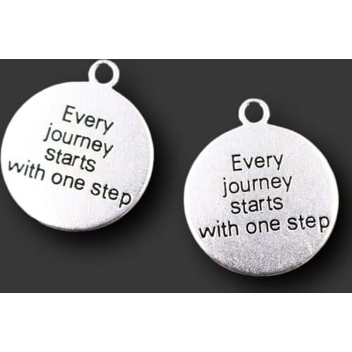 8pcs 25*21mm ,Words Charms, Silver Colour Every Journey Stars With One Step Words Charm Pendant, DIY Supplies,Jewelry Making