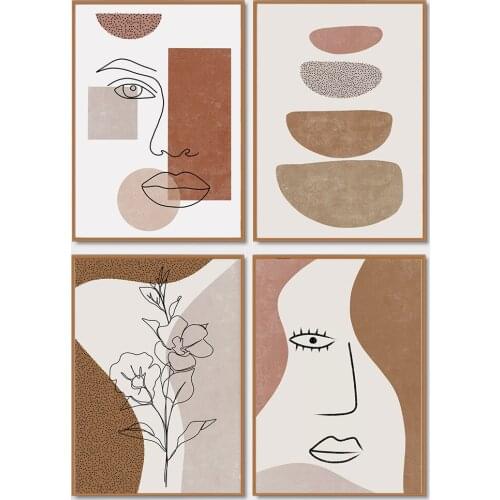 Abstract Bobo Art Canvas Nordic Poster Line Face Wall Print Painting Scandinavian Modern Home Decoration Picture for Home Decor