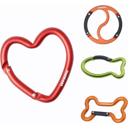 Aluminum Carabiner Heart Fish Bone YinYang Keyring Chain Bottle Hanger Backpack Tool Buckle Clip Durable Outdoor Gear Christmas