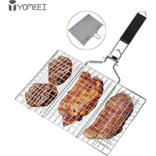 YOMEEI Non-stick BBQ Fish Clip Portable BBQ Grilling Basket Heat-resistant Barbecue Fish Clip Net Outdoor Camping Tools