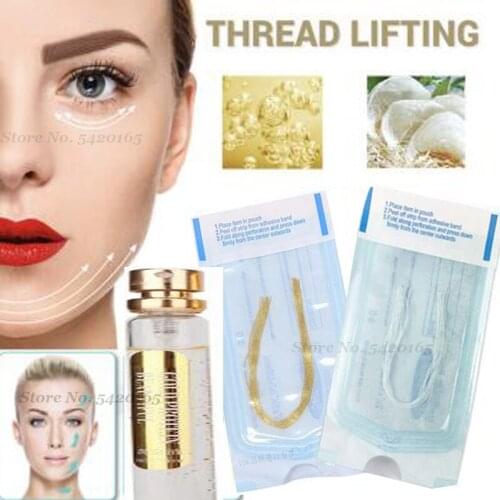No Neddle Anti Aging Thread Lifting Face Line Carved Gold Essence Protein Skin Absored Lines Wrinkle Remove Care