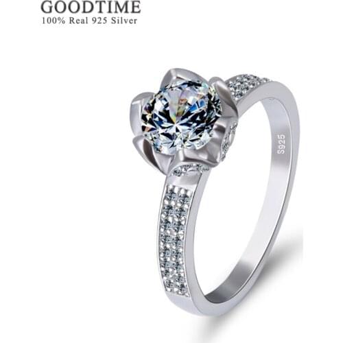 Fashion Noble Pure 925 Solid Silver Ring Romantic Zirconia Wedding Silver Rings For Women Girl Jewelry Gift