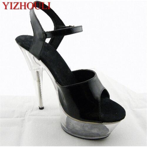 Summer sexy 15 cm high heel sandals, banquet catwalk fashion models thick waterproof platform, pole dance sandals