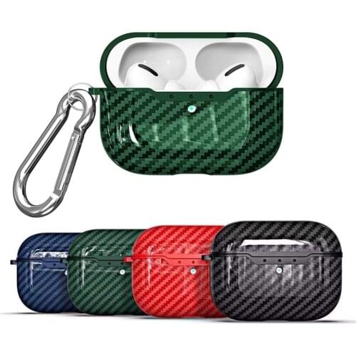 Carbon Fiber Earpods Case for AirPods Pro Protective Coque for Airpod Air Pods 3 Cover Holder Bag Keychain Earphone Accessories