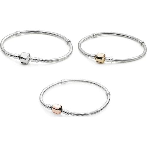 DIY Snake Charm Bracelets for Women & Men Fine Snake Chain Classic Signature Clasp 925 Sterling Silver Bracelets Jewelry