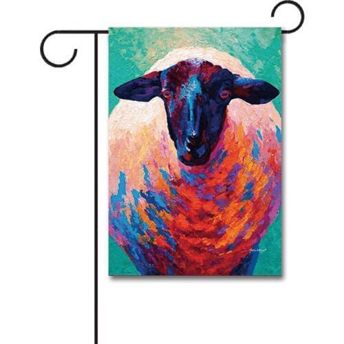 Custom Barnyard Friends Garden Flag 12x18inches 110D Knitted Polyester Heres Looking at Ewe Flag Double Sided Without Flagpole