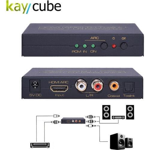 Kaycube HDMI ARC To Toslink + Coaxial + L/R Converter HDMI ARC Audio Extractor,Ship with Power Adapter and Toslink cable Adaptor