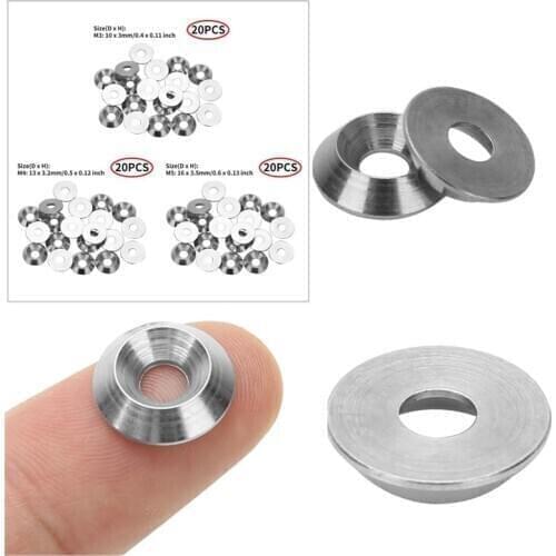 20Pcs 304 Stainless Steel Washer Cone Cup Head Screw Gasket Conical Washer Shim Reinforcement Ring M3/M4/M5 Spring Lock Washer
