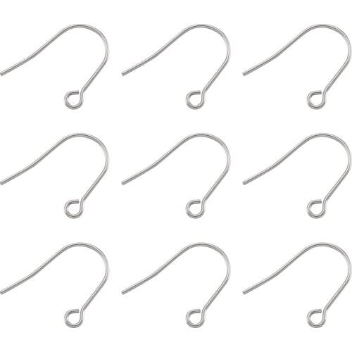 50pcs 304 Stainless Steel Earwires Earring Hooks Findings accessories jewelry making 22mm, Hole: 2mm; Pin: 0.7mm F50