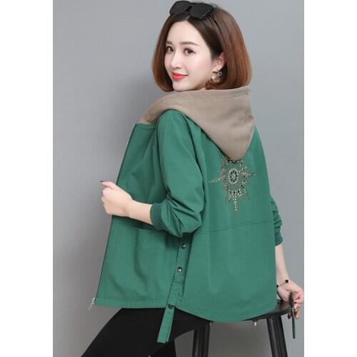 Womens Jackets 2021 New Autumn Hooded Causal Windbreaker Female Basic Coats Zipper Lightweight Jacket Outwear Plus Size 4XL