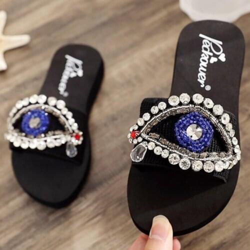 Summer Childrens Slippers Girls Non-slip Floor Princess fashion Parent Child Rhinestone Beach Shoes Soft bottom Slippers s72