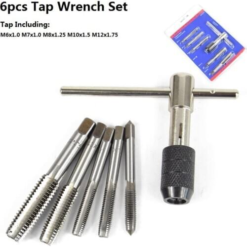 Tap Wrench Set 6/8/9 Pcs Hand Tapping Tool Holder Twist Drill Tap Screw Drill Threading Tool