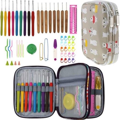 DIY Needle Arts Craft Crochet Hook Set And Ergonomic Yarns Crochet Knitting Needle Scissors Sewing Set Accessories