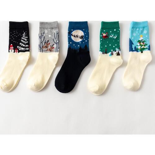 Ladys Casual socks Cotton Womens Sock Santa Claus Garments Cartoon Snowman breathable Christmas sock Holiday Gift Crew Sock