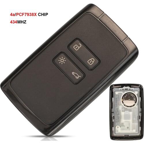 Jingyuqin Original Car Alarm Smart Remote Key 434mhz Hitag AES 4A/PCF7938X Chip For Renault Megane 4 Keyless Go / Entry Car Key